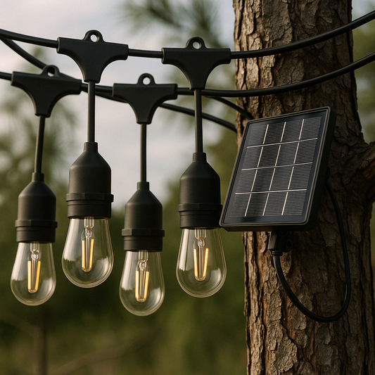 Luces Solares Vintage 15 m – 15 Bombillas con Control y Modos de Iluminación
